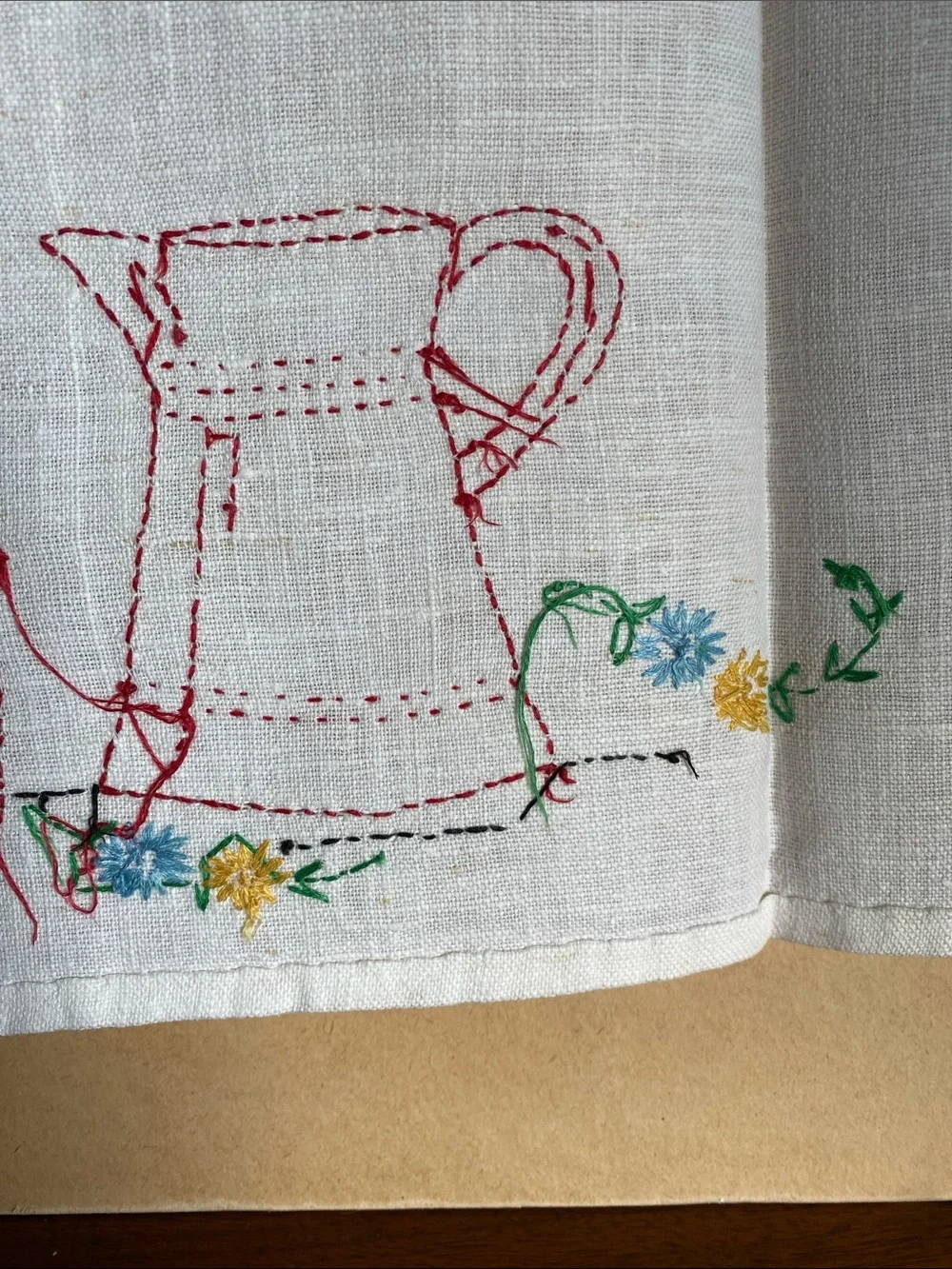 Hand embroidered Kitchen tea towel